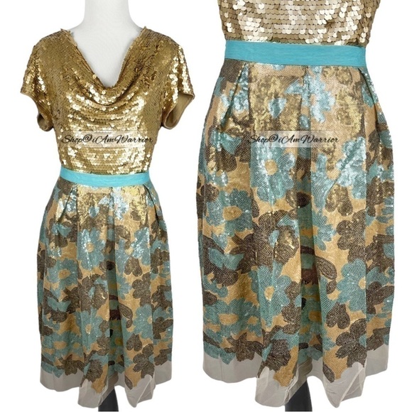 Anthropologie Eva Franco floral sequin tulle a-line skirt *shop@iamwarrior - Picture 3 of 10